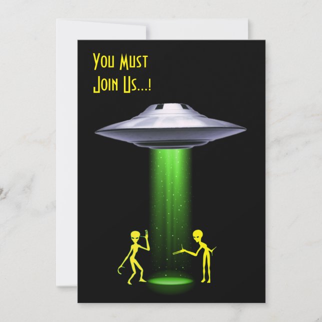 Invitation 50e anniversaire 👽 UFO Alien parti d'enlèvement (Devant)