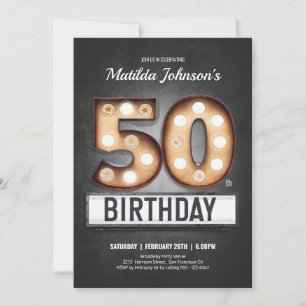 Invitation 50e anniversaire Vintage Broadway Marquee Fun Cust