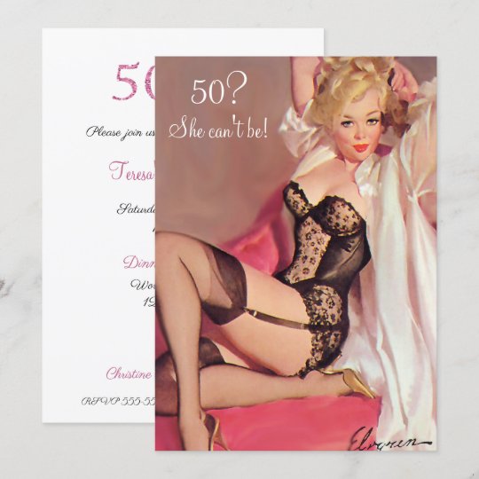 Invitation 50e Anniversaire Vintage Sexy Pin Up Black Linger Zazzle Fr