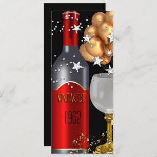 Invitation 50e anniversaire vintage Vin rouge Black Gold Arge