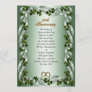 Invitation 50e anniversaire vow renouveau shamrock irlandais