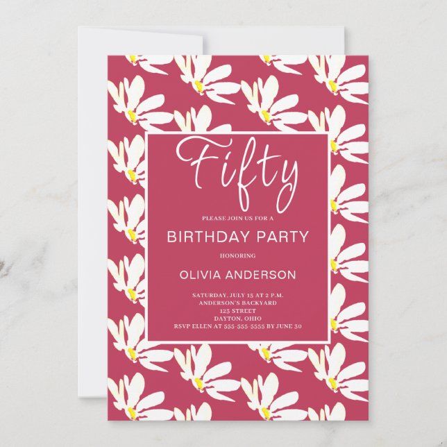 Invitation 50e anniversaire White Floral Daisy (Devant)