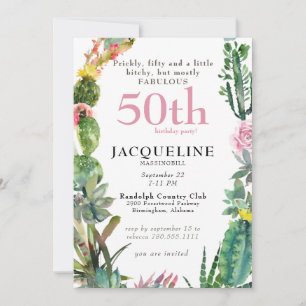 Invitation 50e Cactus Prickly, Bitchy & Fabuleux Anniversaire