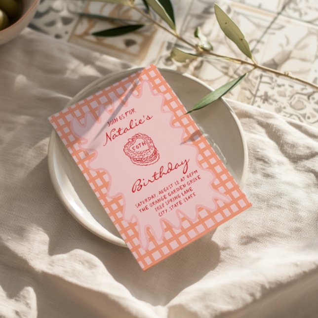 Invitation 50e coquette dessinée à la main Frame Wavy Anniver (Créateur téléchargé)