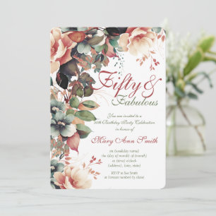 Invitation 50e fête d'anniversaire Boho Garden Floral