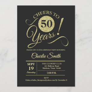 Invitation 50e fête d'anniversaire - Chalkboard Gold