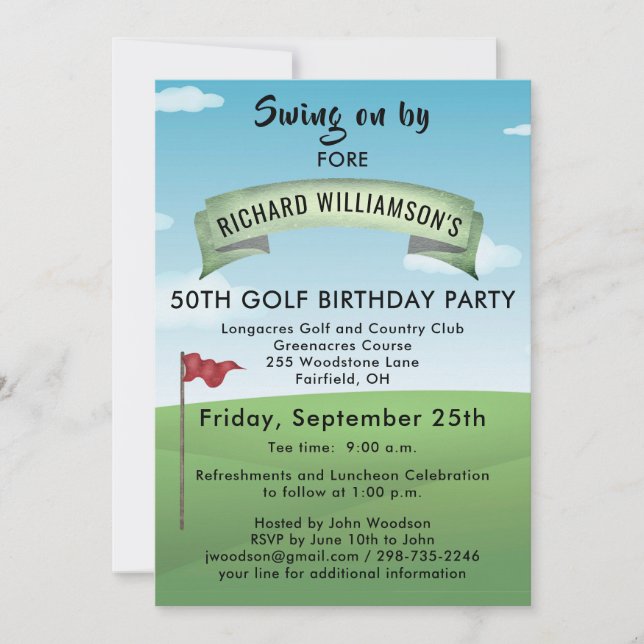 INVITATION 50E FÊTE D'ANNIVERSAIRE DE GOLF AVEC LE TEMPS (Devant)