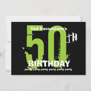 Invitation 50e fête d'anniversaire moderne Green and Black W1