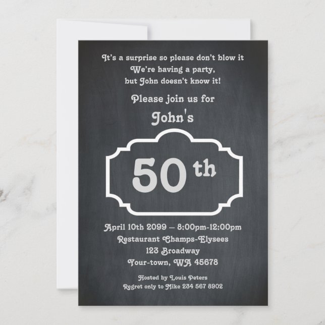 Invitation 50e, Homme d'anniversaire, Homme de fête, n'import (Devant)