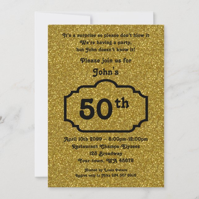 Invitation 50e, Homme d'anniversaire, Homme de fête, tout âge (Devant)