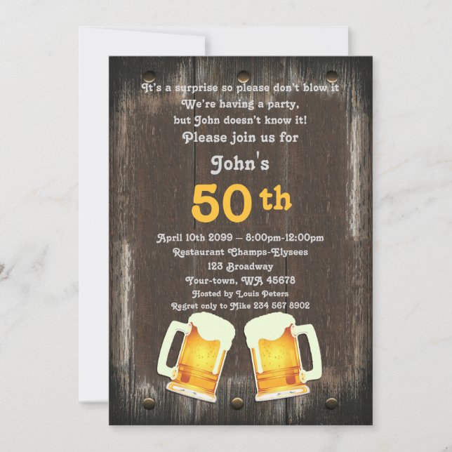 Invitation 50e,Homme d'anniversaire,Homme de fête,tout âge,bo (Devant)