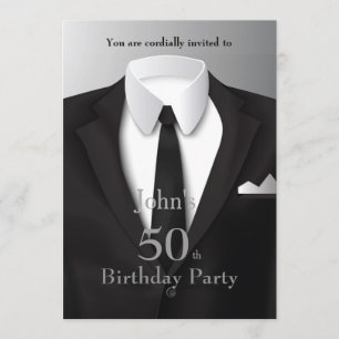 Invitation 50e,Invitation homme,tout âge,smoking,costume,crav