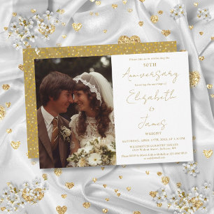 Invitation 50e Mariage Anniversaire Gold Script Mariage photo