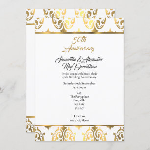 Invitation 50e mariage de l'anniversaire des damas d'or et de