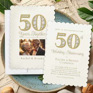 Invitation 50e Mariage de photos d'or