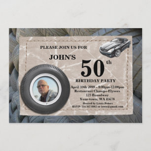 Invitation 50e,Photo de l'homme d'anniversaire, tout âge, voi