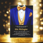 Invitation 50e Royal Blue and Gold Tuxedo Birthday Event<br><div class="desc">Célébrez dans le style avec cette Invitation d'anniversaire Royal Blue and Gold Tuxedo, exubérant l'élégance et le raffinement. L'élégant arrière - plan noir et les touches dorées chatoyantes donnent le ton d'une affaire luxueuse, parfaite pour une célébration d'étape. Avec son design raffiné d'inspiration tuxedo, cette invitation capte l'essence d'une soirée...</div>