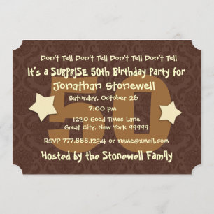 Invitation 50e SUPRISE Anniversaire Chocolat et Or W044A1