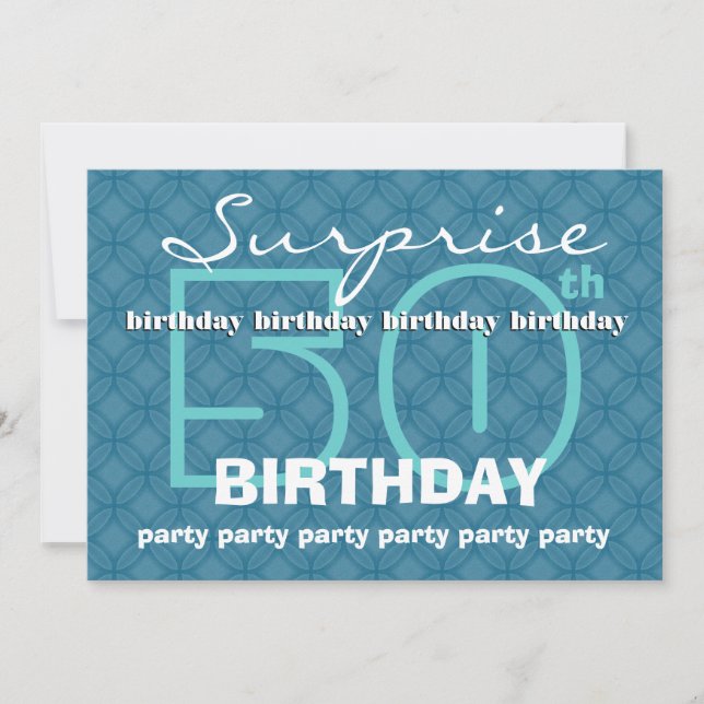 Invitation 50e SURPRISE Birthday Powder Blue Circles W486 (Devant)
