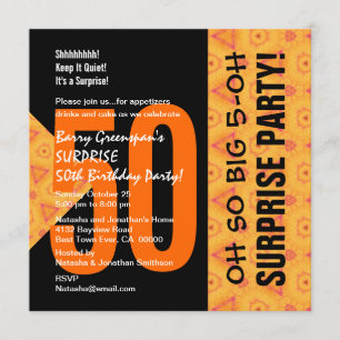 Invitation 50e surprise Diagonal Orange and Black V04
