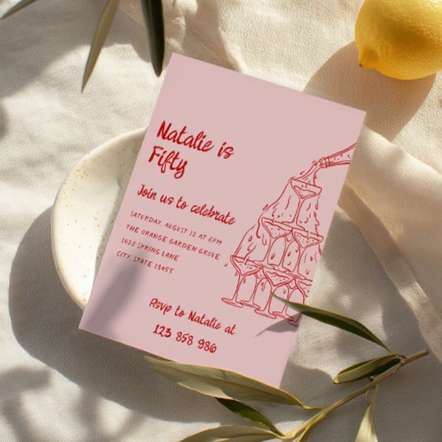 Invitation 50e Tour de Champagne tirée à la main Cinquante An (Créateur téléchargé)