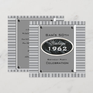 Invitation 50e vintage Soie Noire Anniversaire