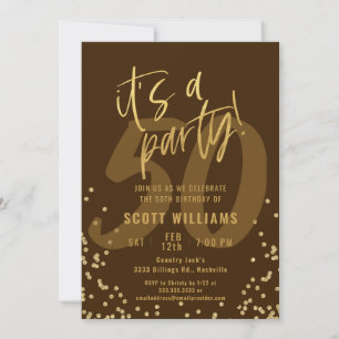 Invitation 50ème Fun Dark Tan et Gold Anniversaire