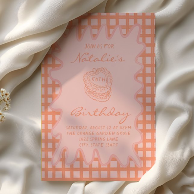 Invitation 50ème Poche Tiré Main Vave Frame Anniversaire (Créateur téléchargé)