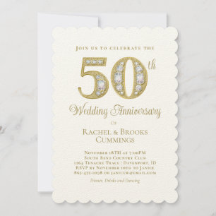 Invitation 50ème Soirée de Mariage Elégante d'Or