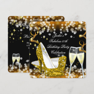 Invitation 50èmes Talons Hauts Brillants Dorés Incroyables An