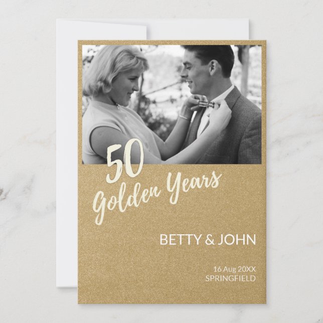 Invitation 50th Anniversary – Classic Photo Gold (Devant)
