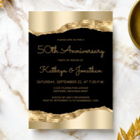 50th Anniversary Party Black Gold Mirror Foil 