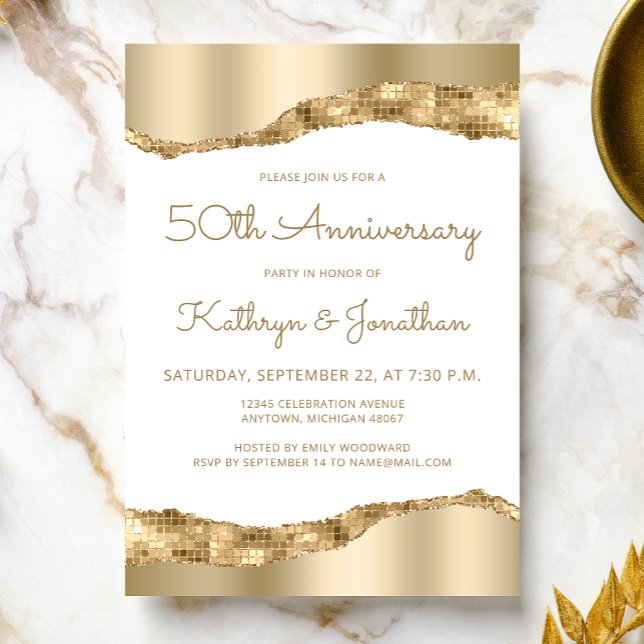 Invitation 50th Anniversary Party Gold Mirror Foil  (Créateur téléchargé)