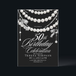 Invitation 50th Birthday Black & White Elegant<br><div class="desc">Birthday party invitation elegant cute black watercolor bow with pearls modern  birthday invitation template. Elegant stylish birthday invitation is full of fun and cute design elements.</div>