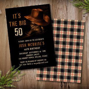 Invitation 50th Birthday Rustic Cowboy Hat and Leather Boots