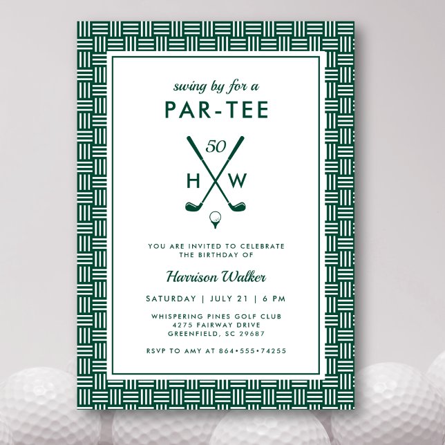 Invitation 50th Golf Birthday Party Adult Any Age Green White (Golf birthday invitation for any age or a retirement party. Fully customizable. )