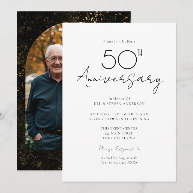 Invitation 50th Wedding Anniversary Photo (Devant / Derrière)