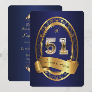 Invitation 51e, femme de fête d'anniversaire homme, couleur é