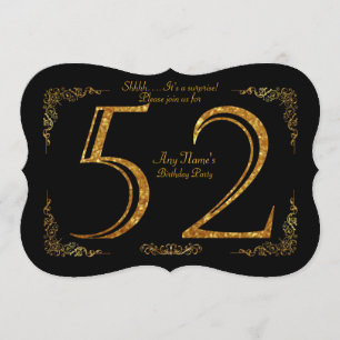 Invitation 52e, fête d'anniversaire 52e, grand Gatsby, noir e