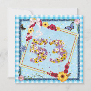 Invitation 53e fête d'anniversaire Fleurs d'invitation, papil