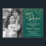 Invitation 55e anniversaire avec photo - Gold Emerald Green<br><div class="desc">55e anniversaire du Mariage Invitation avec photo. Design élégant en vert émeraude avec police de script et confettis en faux or. Message-moi si vous avez besoin d'année personnalisée.</div>