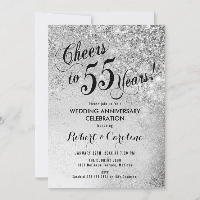 Invitation 55e Anniversaire de Mariage Argent (Devant)
