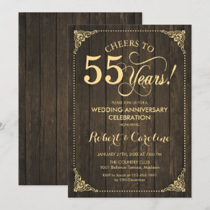 Invitation 55e anniversaire de mariage - Bois doré