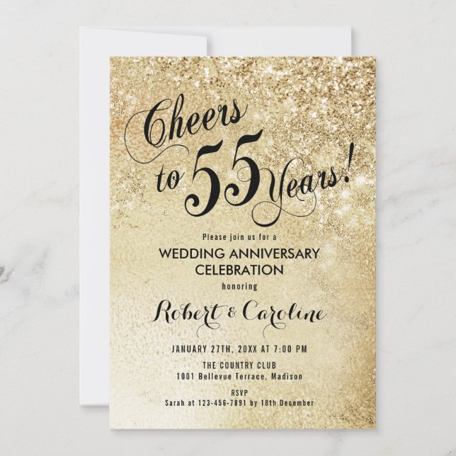 Invitation 55e anniversaire de mariage en or (Devant)