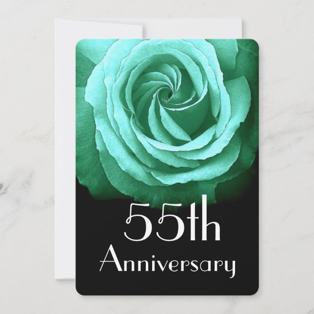 Invitation 55e anniversaire de mariage Rose verte émeraude A0 (Devant)
