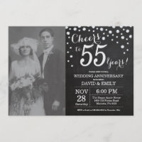 55e Anniversaire de Mariage Tableau Noir Argent