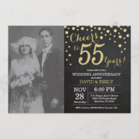 55e Anniversaire de Mariage Tableau Noir et Or
