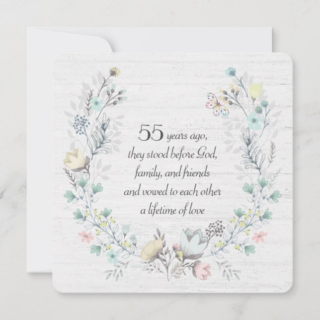 Invitation 55e Anniversaire De Wreath Sur Bois (Devant)