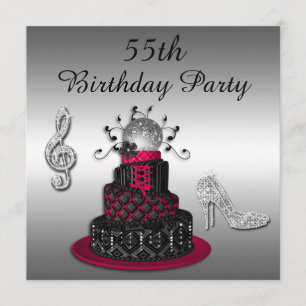 Invitation 55e anniversaire Disco Diva Cake and Sparkle Heels