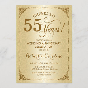 Invitation 55e anniversaire du Mariage - Damas d'or